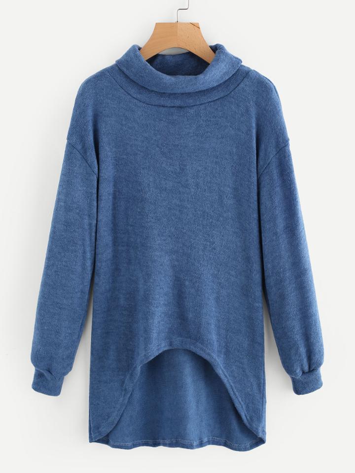 Shein Cowl Neck Drop Shoulder Dip Hem Jumper