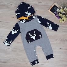 Shein Toddler Boys Deer Print Hooded Jumpsuit