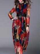 Shein Multicolor Contrast Pu Print A-line Dress