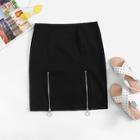 Shein O-ring Zip Detail Solid Skirt