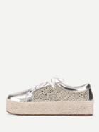 Shein Laser Cutting Metallic Flatform Espadrilles