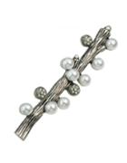 Shein Silver Pearl Leaf Shape Long Brooch Pin