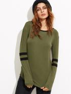Shein Striped Curved Hem Top