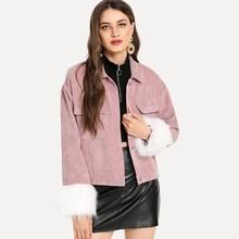 Shein Faux Fur Detail Corduroy Jacket