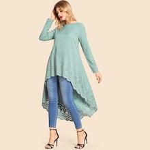 Shein Laser Cut Insert High Low Top