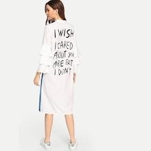 Shein Slogan Print Back Tiered Sleeve Dress