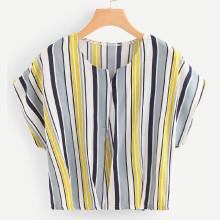 Shein V Cut Neck Striped Top