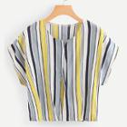 Shein V Cut Neck Striped Top