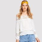 Shein Contrast Lace Off Shoulder Blouse