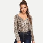 Shein V Neck Snakeskin Print Top