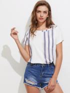 Shein Patch Pocket Vertical Striped Tee
