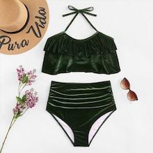 Shein Ruffle Ruched Bikini Set