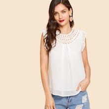 Shein Frill Trim Cut Out Blouse