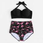 Shein Plus Flamingo Print Bikini Set
