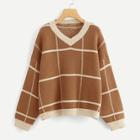 Shein V Neck Grid Print Jumper