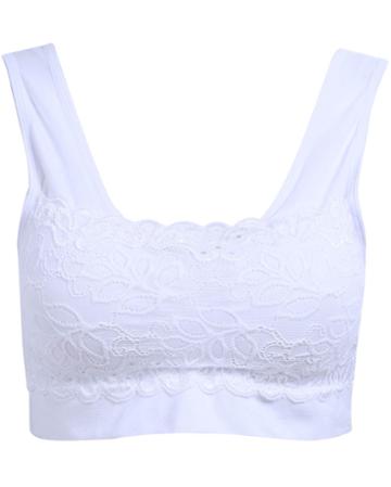Shein White Scoop Collar With Lace Crop Vest