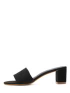 Shein Black Faux Suede Open Toe Chunky Sandals