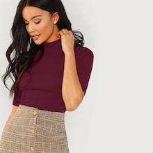 Shein Slim Fitted Mock-neck Tee