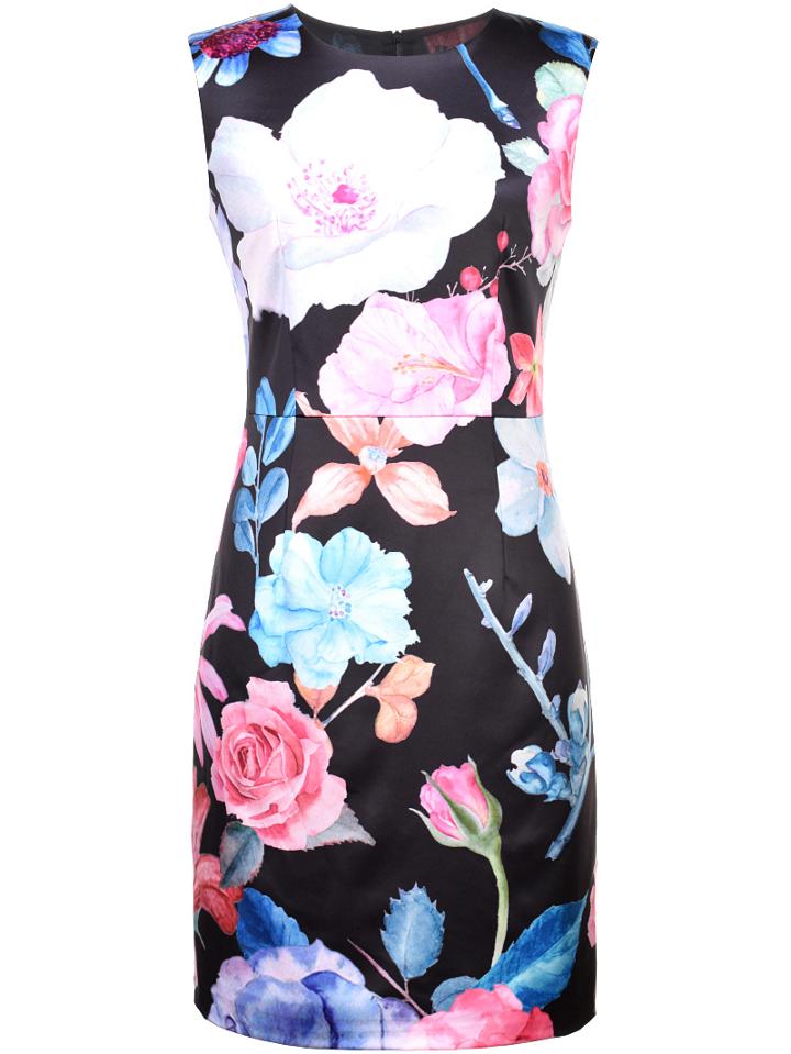 Shein Multicolor Flowers Print Sheath Dress