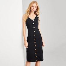 Shein Button Front Slim Fitted Slip Dress