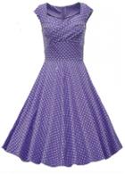 Rosewe Dot Print Light Purple Cap Sleeve Flare Dress