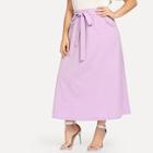 Shein Plus Self Belted Solid Skirt