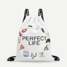 Shein Emoticon Grocery Drawstring Backpack