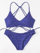 Shein Striped Self Tie Bikini Set