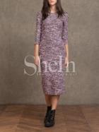 Shein Burgundy Round Neck Sheath Sweater Dress