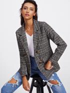 Shein Wales Check Tweed Blazer
