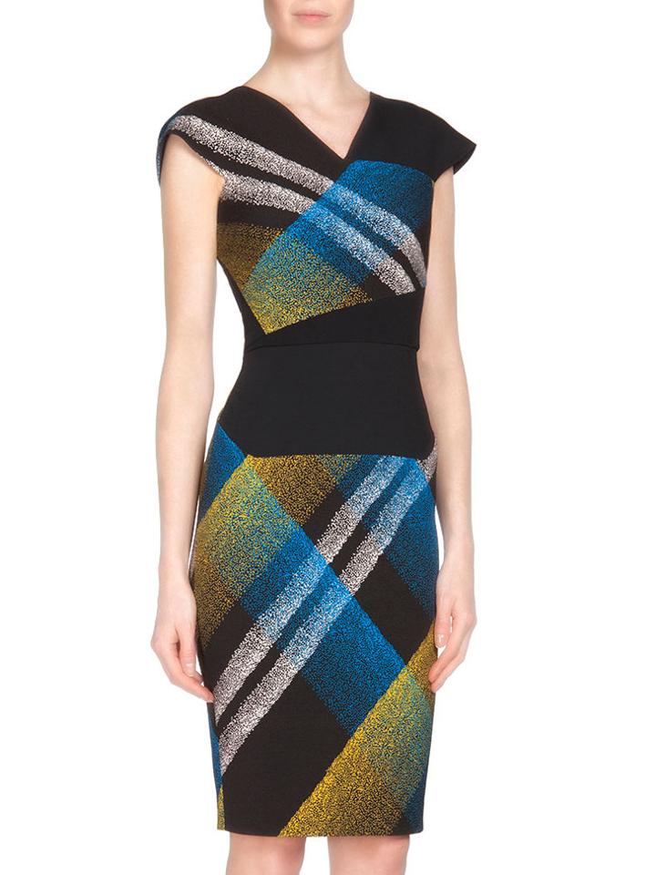 Shein Black Color Block V Neck Sheath Dress