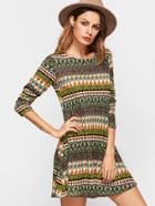 Shein Multicolor Geometric Print A Line Dress