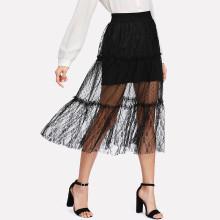 Shein Frill Trim Sheer Mesh Skirt