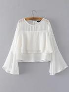 Shein Bell Sleeve Layered Semi Sheer Chiffon Blouse