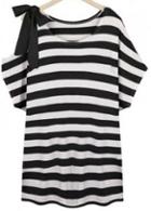 Rosewe Vogue Stripe Design Round Neck Short Sleeve T Shirt