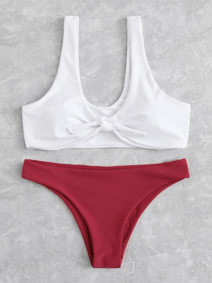 Shein Mix And Match Knot Bikini Set