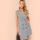 Shein Notch Collar Double Breasted Surplice Wrap Dress