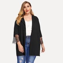 Shein Plus Lace Insert Cuff Coat