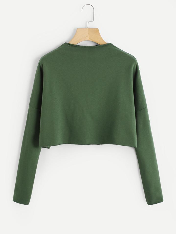 Shein Raw Edge Drop Shoulder Crop Tee