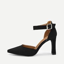 Shein Plain Pointed Toe Ankle Strap Heels