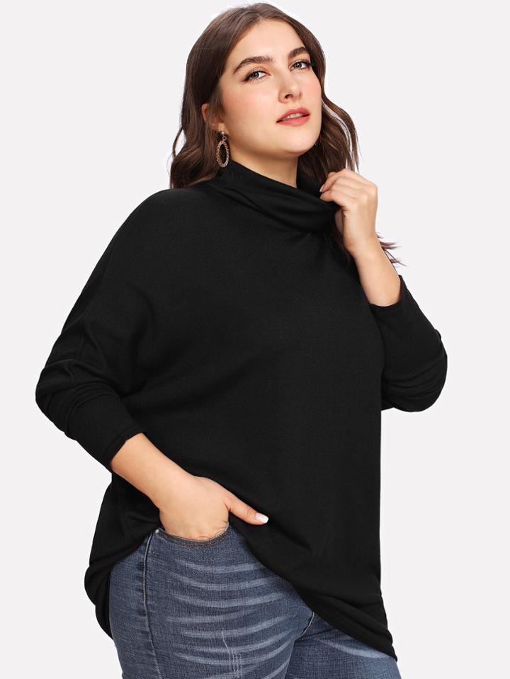 Shein High Neck Batwing Sleeve Tee