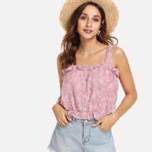 Shein Embroidered Fluffy Fuzzy Crop Top