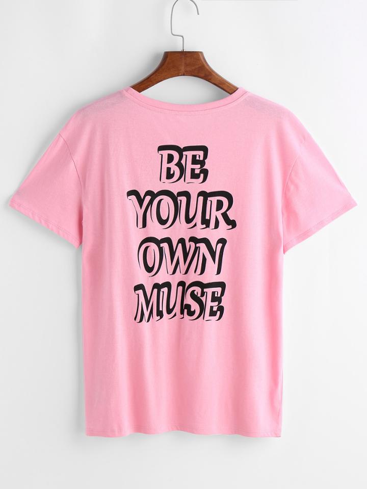 Shein Front And Back Print Tee