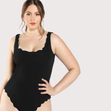 Shein Plus Scallop Trim Tank Bodysuit