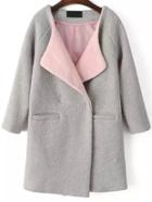 Shein Grey Long Sleeve Loose Woolen Coat