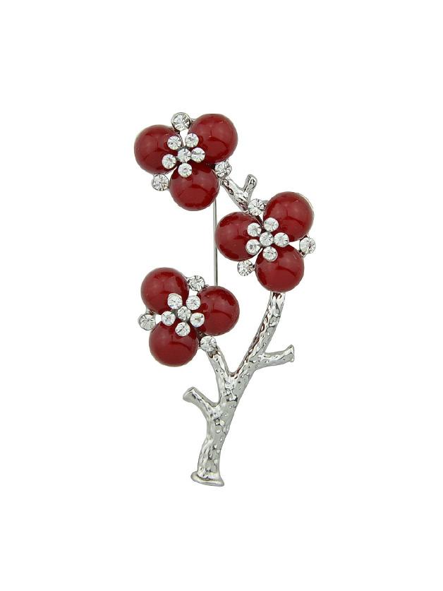 Shein Silver Luxury Plum Rhinestone Brooch