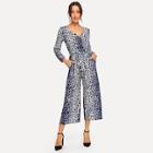 Shein Waist Belted Leopard Print V-neck Jumpsuit