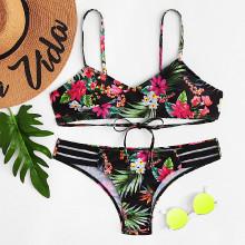 Shein Ladder Cut-out Floral Bikini Set