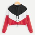 Shein Cut And Sew Color-block Hooded Sweatshirt