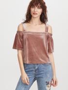 Shein Brick Red Cold Shoulder Velvet Top